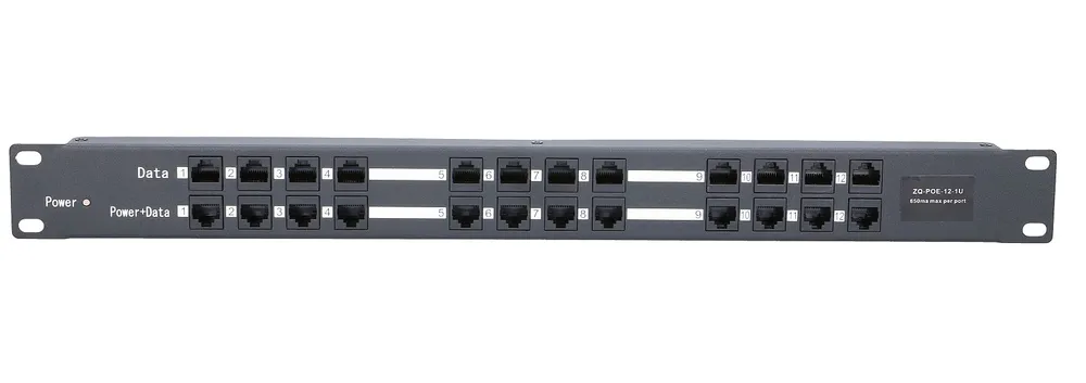Extralink 12 Puertos | PoE Inyector | 12x 100Mb/s RJ45, Rackmount