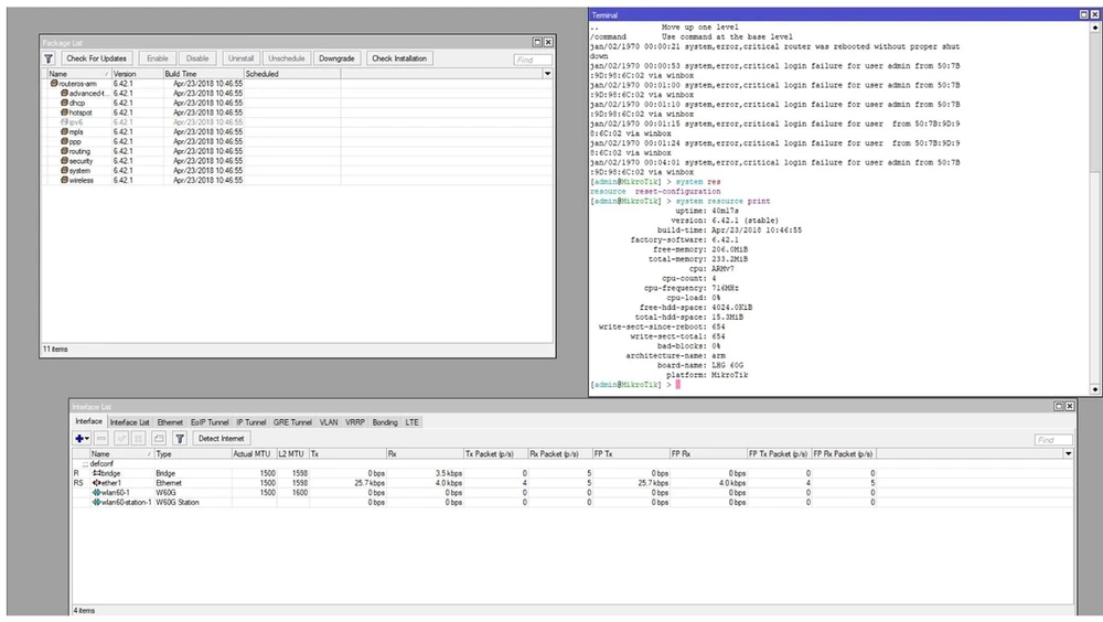 Configuração básica do LHG-60GHZ