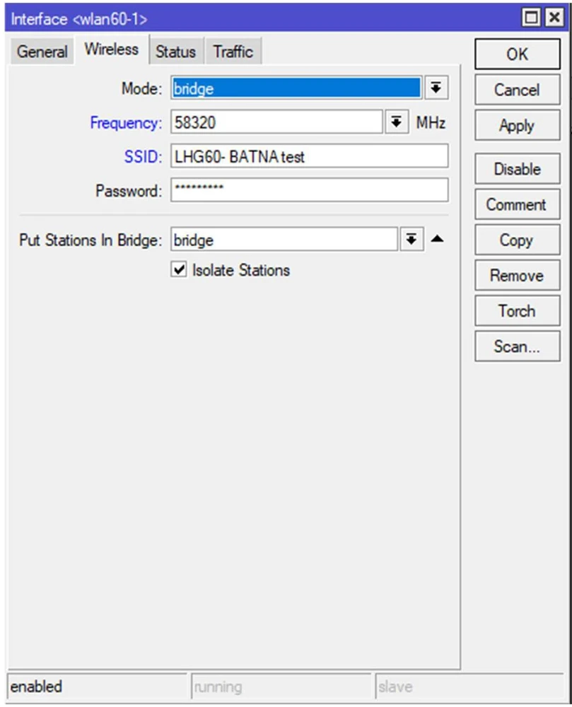 Configuração base LHG-60GHZ