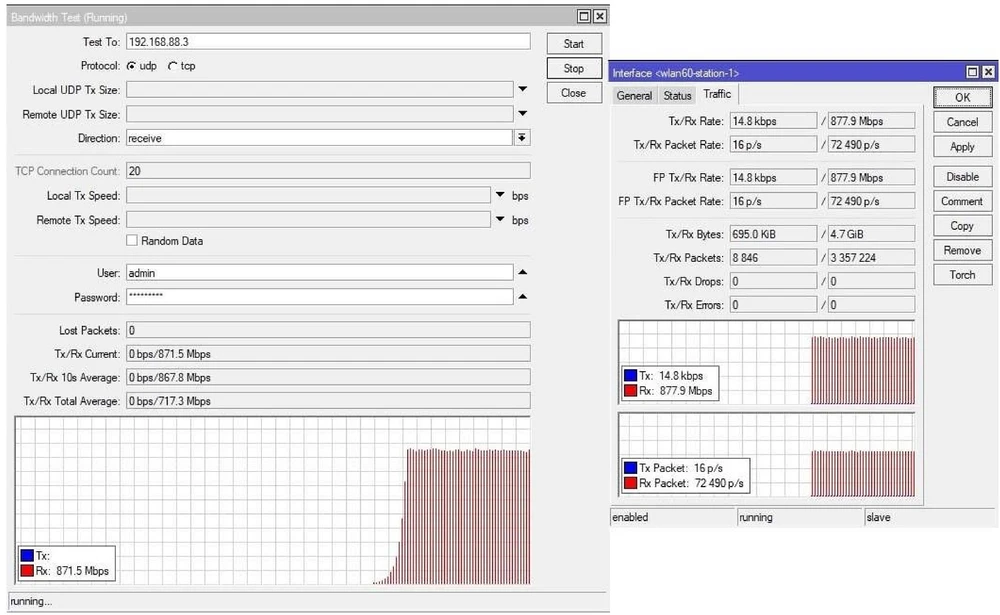 MikroTik Bandwidth Test UDP recebe