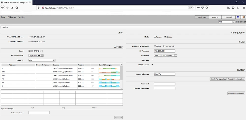 Configuração Web MikroTik RouterBoard LtAP LTE6 Kit