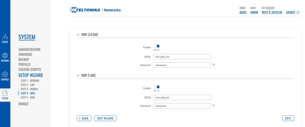configuração Wi-Fi