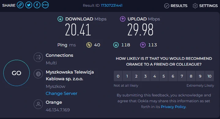Orange SpeedTest MikroTik ATL LTE18 kit