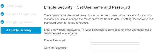 Nome de usuário e senha de segurança da Cisco