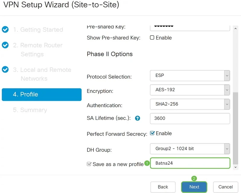 Cisco VPN novo perfil