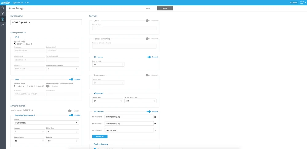 Configuração do EdgeSwitch 12 Fiber