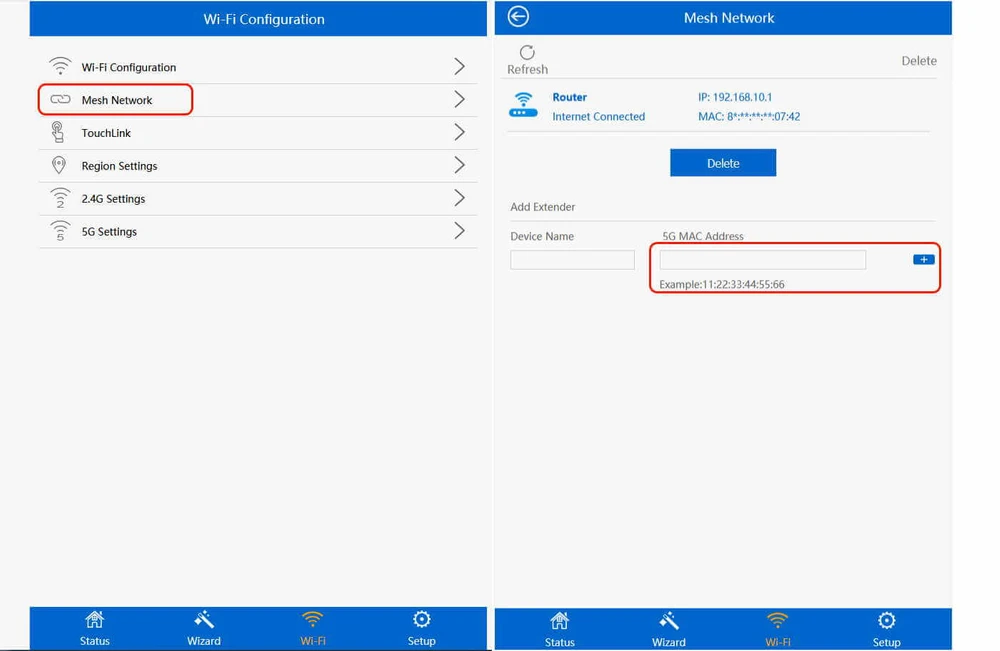 Adicionando dispositivos a uma rede Mesh