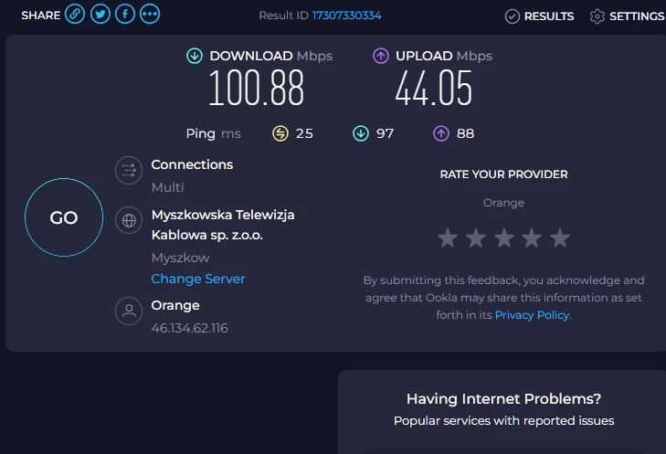 Orange SpeedTest MikroTik LHG LTE18 kit