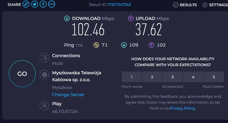 Play SpeedTest MikroTik LHG LTE18 kit