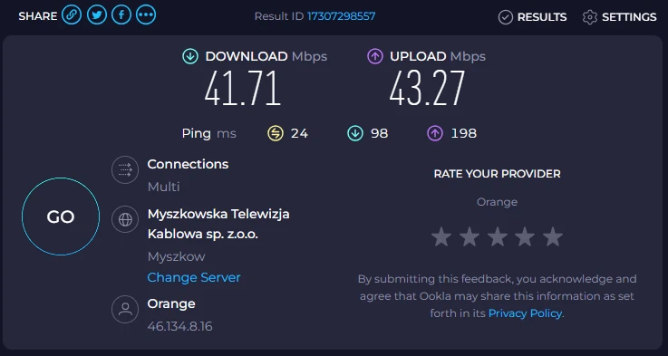Orange SpeedTest MikroTik LHGG LTE6 kit