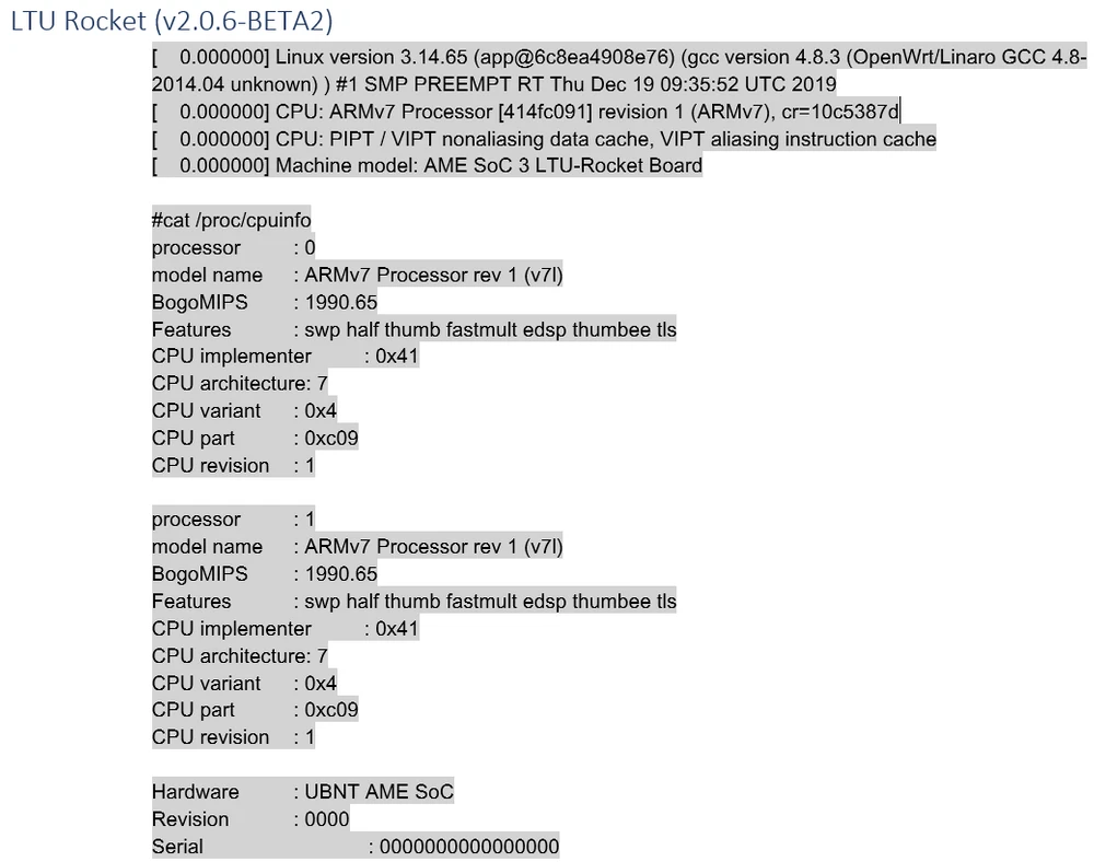 Ubiquiti LTU-Raketenprozessor