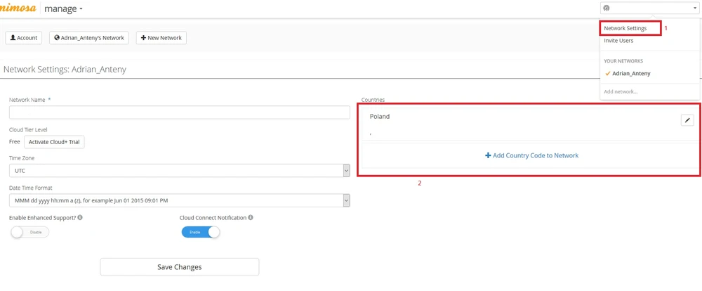Konfiguracja Mimosa B5