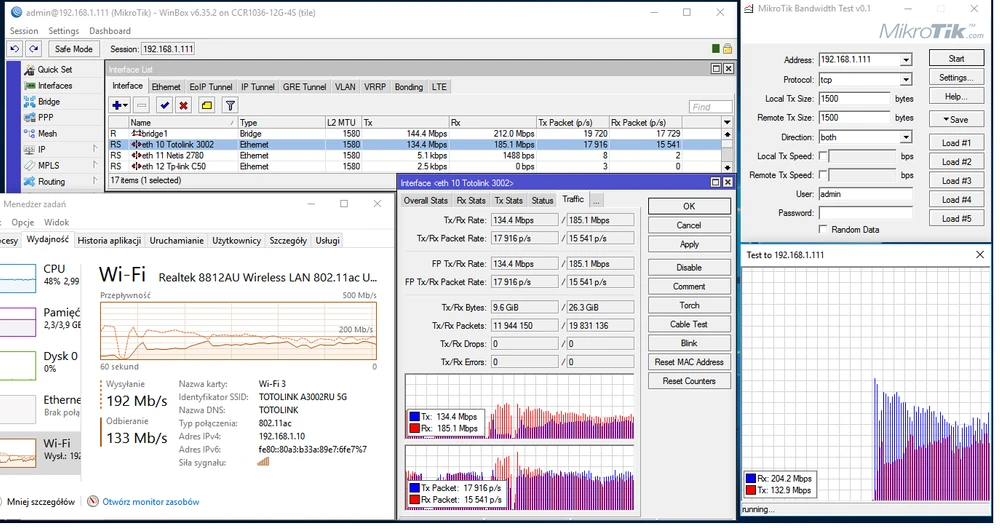 MikroTik BTest TCP ambos