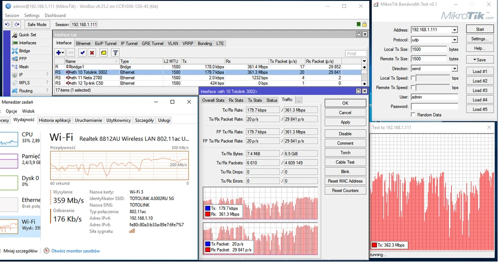MikroTik BTEST UDP SEND