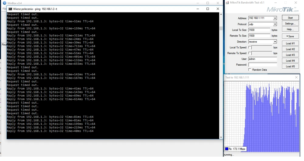 MikroTik Btest UDP recebe