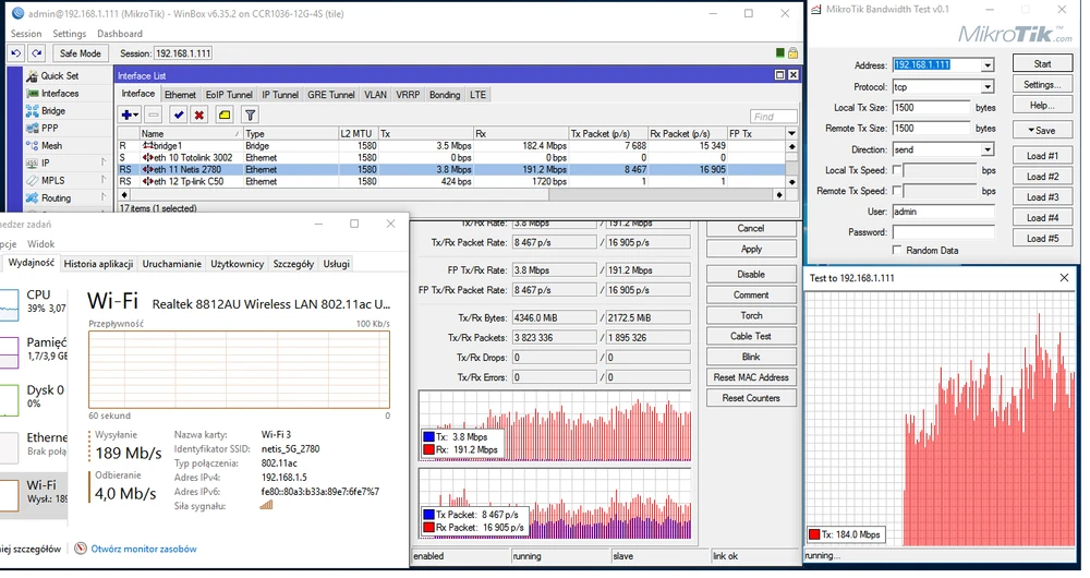 Mikrotik Btest TCP enviar