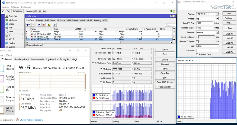 Mikrotik Btest RCP recebe