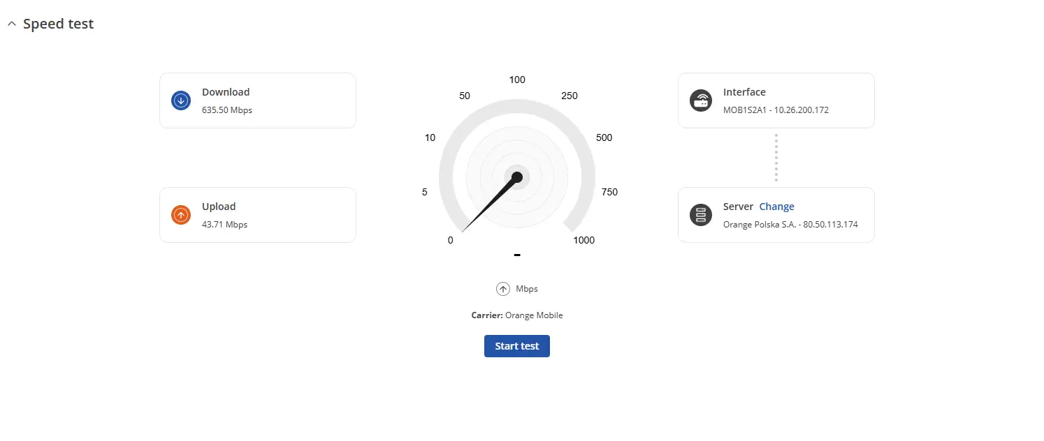 Orange LTE + 5G Speedtest