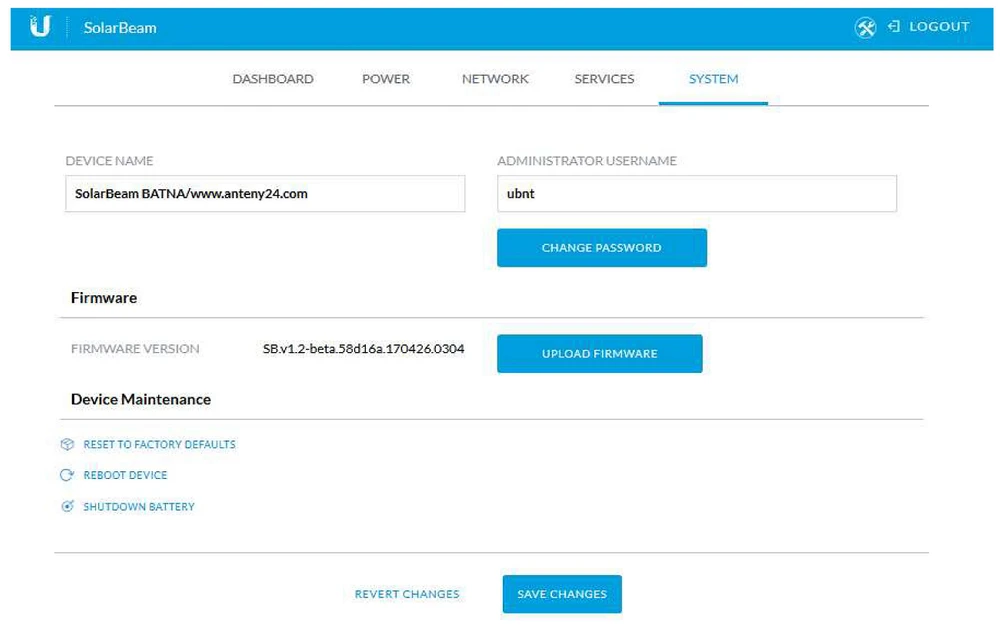 Configuração do ubiquiti solarbeam