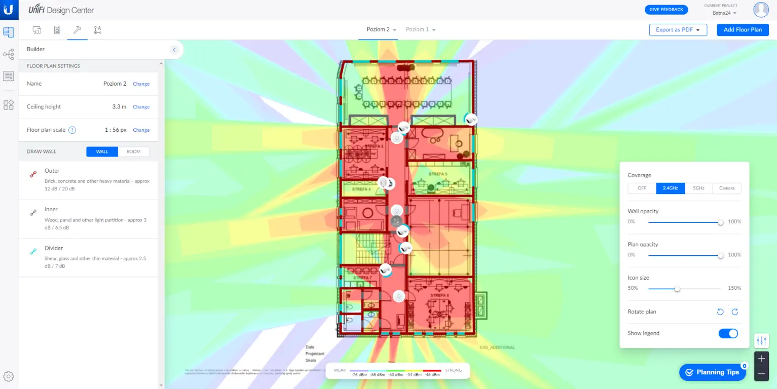 Zasięgu sygnału w paśmie 2,4 GHz Zasięgu sygnału w paśmie 2,4 GHz