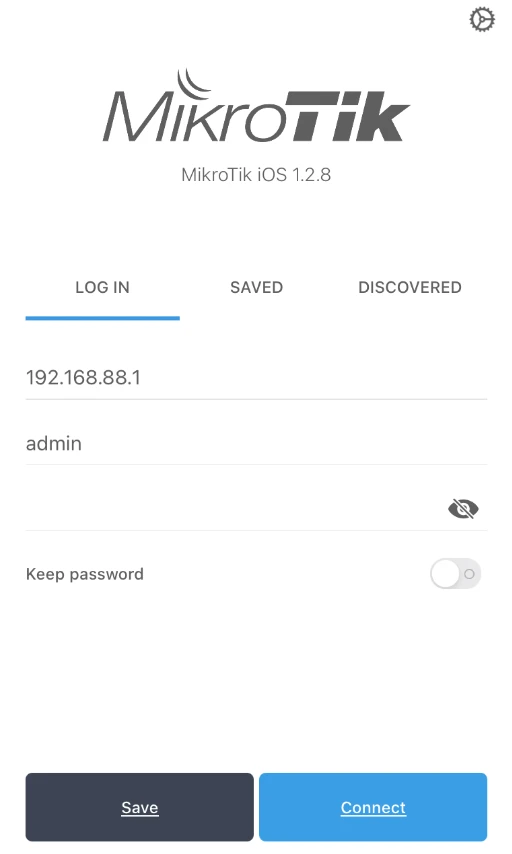 Iniciar sessão na aplicação móvel MikroTik