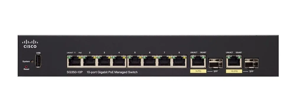 Cisco SG350-10 10-Port Gigabit Managed Network Switch