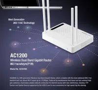 Totolink A2004NS | WiFi Router | AC1200, Dual Band, MIMO, 4x RJ45 1000Mb/s, 1x USB Standard sieci LANGigabit Ethernet 10/100/1000 Mb/s