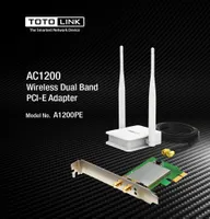 Totolink A1200PE | Karta sieciowa | AC1200, Dual Band, PCI-E, 2x antena 5dBi Ilość portów WANNie dotyczy