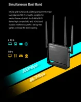 Totolink A3000RU | Router WiFi | AC1200, Dual Band, MU-MIMO, 5x RJ45 1000Mb/s, 1x USB Standardy sieci bezprzewodowejIEEE 802.11n
