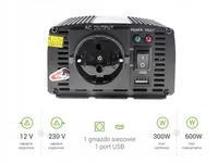 Green Cell INV01DE | Convertidor de voltaje para coche | 12V, 300W Moc rzeczywista300