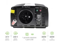 Green Cell INV02DE | Převodník napětí |automobilový 24V, 300W Frekwencja wyjściowa50