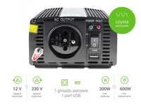 Green CellINV05DE | Araba voltaj dönüştürücü | 12V, 300W, saf sinus dalgasi Napięcie wyjściowe230V
