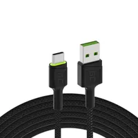 GREEN CELL KABGC13 RAY USB CABLE - USB-C 200CM, GREEN LED, ULTRA CHARGE FAST CHARGING, QC 3.0 0