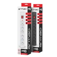 Armac Multi M6 | Regleta de enchufes | sistema antisobretensiones, 6 tomas, 1,5m de cable, negro 2