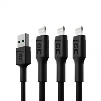 Green Cell KABGCSET05 | Zestaw 3x Kabel USB - Lightning | USB - Lightning 120cm, do iPhone, iPad, iPod, biały LED, szybkie ładowanie