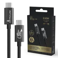 Extralink Smart Life USB Type-C to Type-C Cable Braided Black | USB-C Cable | 240W, 40Gbps, 200cm