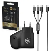 Extralink Smart Life SET03 | Cable 3 en 1 + Cargador | 12W, 120cm / 20W PD3.0 5V/3A 9V/2.2A 12V 1.67A (negro)