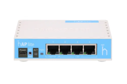 MikroTik hAP lite | WiFi роутер | RB941-2nD, 2,4GHz, 4x RJ45 100Mb/s Standardy sieci bezprzewodowejIEEE 802.11n