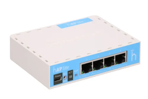 MikroTik hAP lite | WiFi Router | RB941-2nD, 2,4GHz, 4x RJ45 100Mb/s Diody LEDStatus
