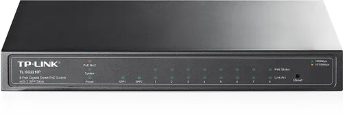 TP-Link TL-SG2210P | Коммутатор | 8x RJ45 1000Mb/s PoE, 2x SFP, Desktop, Managed, 53W Ilość portów LAN8x [10/100/1000M (RJ45)]
