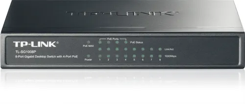 TP-Link TL-SG1008P | Switch | 8x RJ45 1000Mb/s, 4x PoE, 53W, Desktop Ilość portów LAN8x [10/100/1000M (RJ45)]
