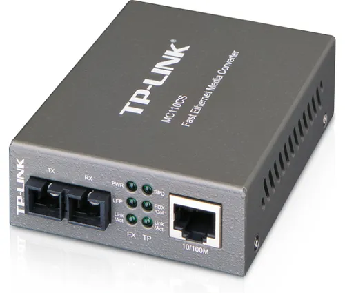 TP-Link MC100CS |  Medya dönüştürücü | 1x SC/UPC, 1x RJ45 100Mb/s, 1310nm, Tekli mod Dystans transmisji4-20km