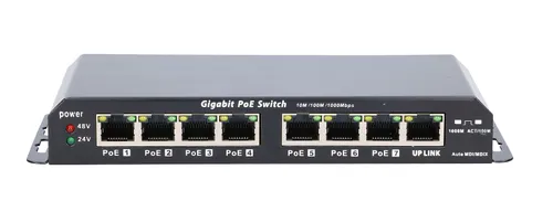Extralink KRATOS | Switch PoE | 7x Gigabit PoE, 1x Uplink RJ45, Zasilacz 24V 2.5A, Moc 60W Ilość portów PoE8x [Passive PoE 24V (1G)]
