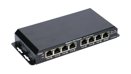 Extralink KRATOS | PoE Коммутатор | 7x Gigabit PoE, 1x Uplink RJ45, Блок питания 24V 2.5A, 60W Całkowita Power over Ethernet (PoE) budżetu60