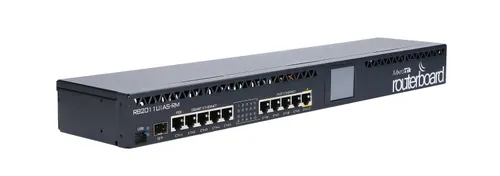 MikroTik RB2011UiAS-RM | Router | 5x RJ45 100Mb/s, 5x RJ45 1000Mb/s, 1x SFP, 1x USB, LCD Częstotliwość CPU600 MHz