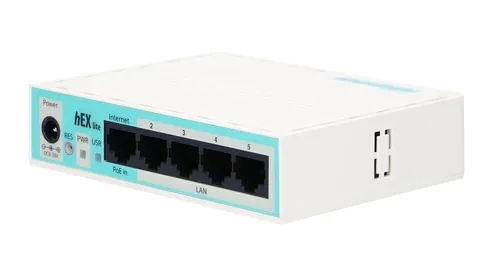 MikroTik hEX lite | Router | RB750r2, 5x RJ45 100Mb/s Diody LEDStatus