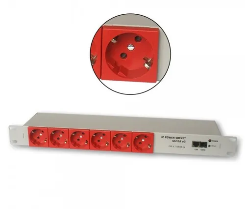 Tinycontrol 6G10A V2 Schuko Красный | Удлинитель | IP, Rack 19', 6x AC 230V розетка 0