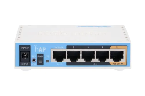 MikroTik hAP | WiFi Router | RB951Ui-2nD, 2,4GHz, 5x RJ45 100Mb/s Standardy sieci bezprzewodowejIEEE 802.11n