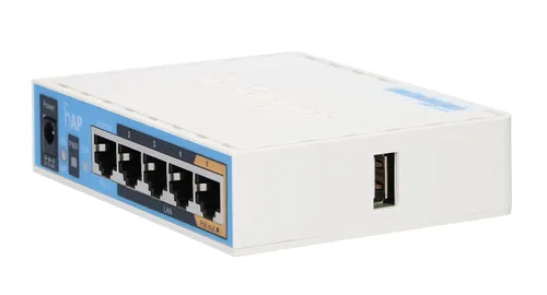 MikroTik hAP | WiFi Router | RB951Ui-2nD, 2,4GHz, 5x RJ45 100Mb/s Standardy sieci bezprzewodowejIEEE 802.11g