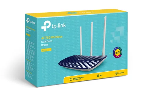 TP-Link Archer C20 | Roteador WiFi | AC750, Dual Band, 5x RJ45 100Mb / s Częstotliwość Wi-FiDual-band (2.4 GHz/5 GHz)